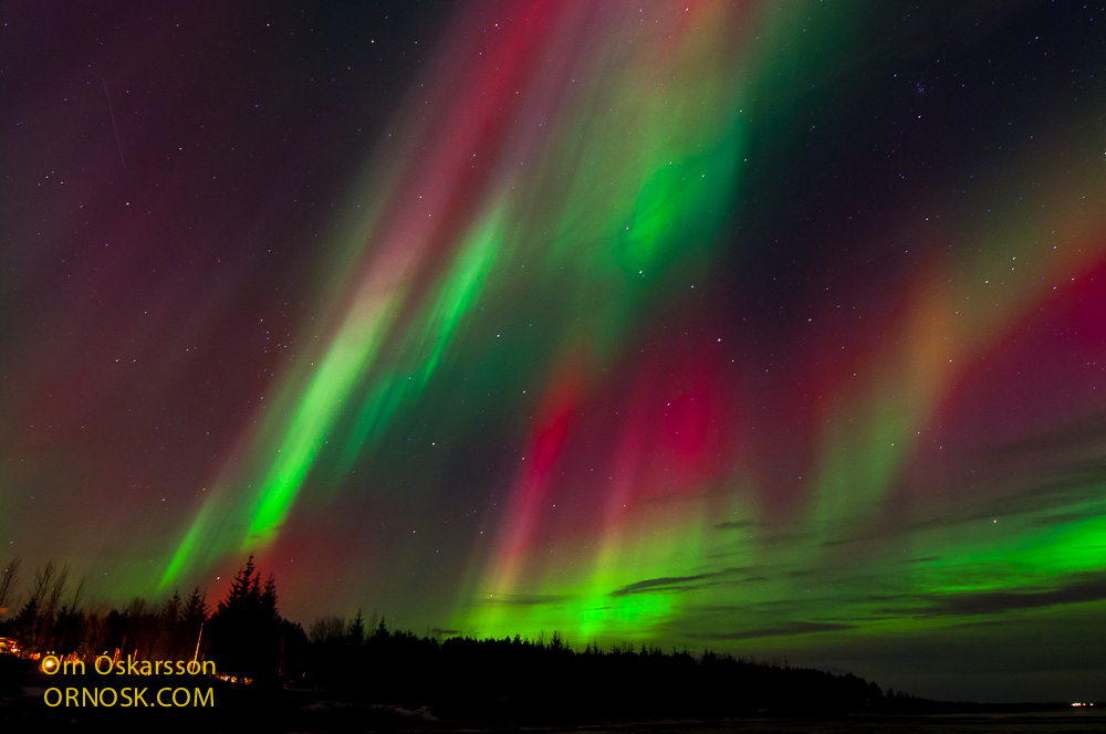 On February 27, 2014, Northern Lights in red and purple colours, mixed with...